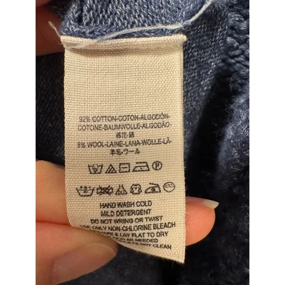 Free People Mountain View Crochet Knit Babydoll Sweater Tank Tunic Dress Navy L - Picture 7 of 7